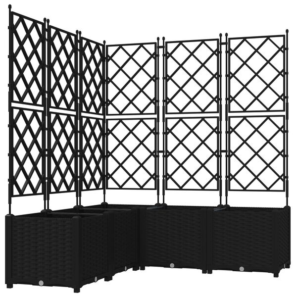 vidaXL Γλάστρα Κήπου με Τρέλλις 5 τεμ Μαύρη 120x120x143 εκ