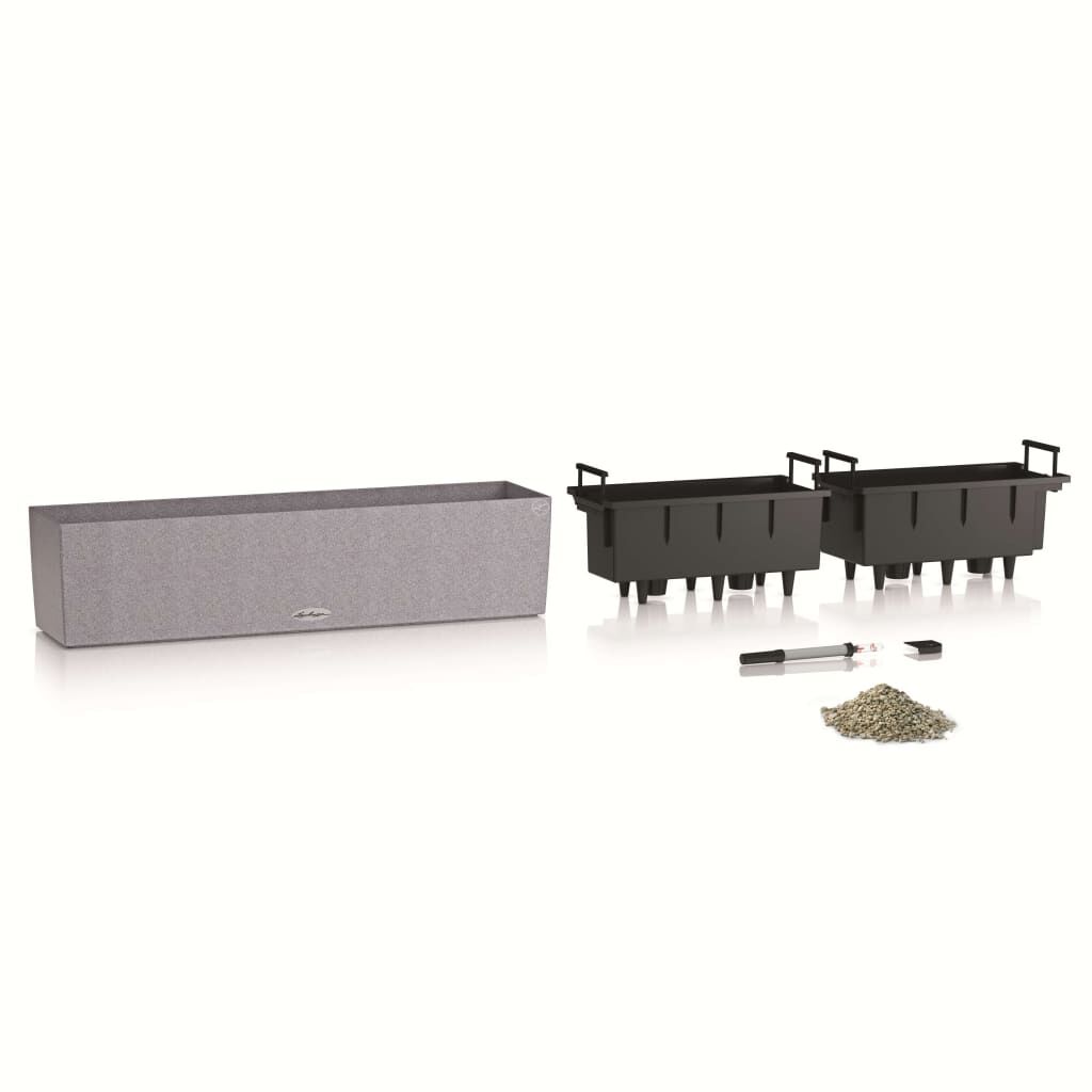 LECHUZA Ζαρντινιέρα Αυτοποτιζόμενη BALCONERA Stone 80 ALL-IN-ONE Γκρι
