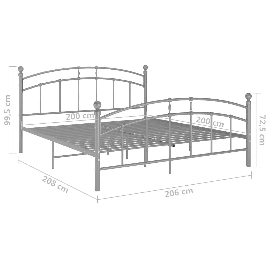 vidaXL Πλαίσιο Κρεβατιού Γκρι 200 x 200 εκ. Μεταλλικό