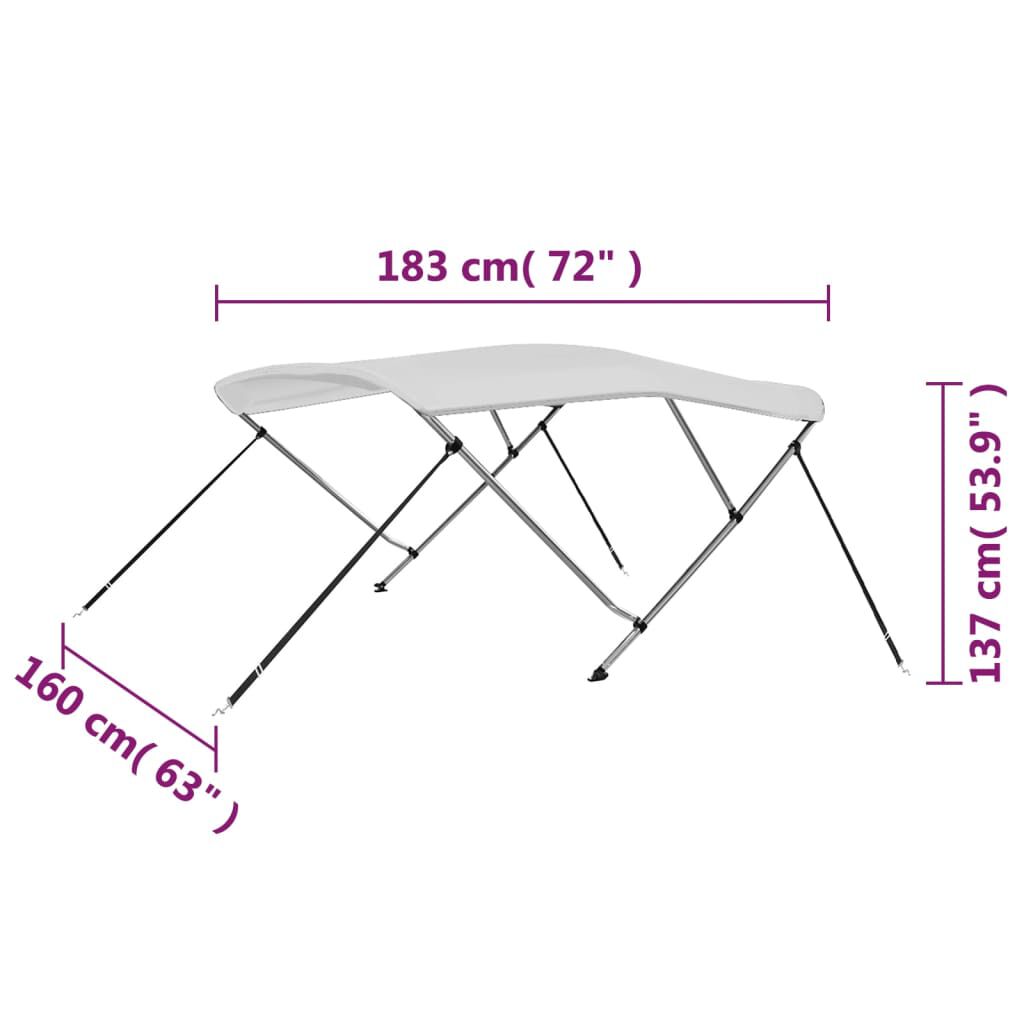 vidaXL Τέντα Σκάφους με 3 Αψίδες Λευκή 183 x 160 x 137 εκ.