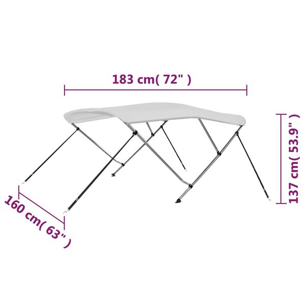 vidaXL Τέντα Σκάφους με 3 Αψίδες Λευκή 183 x 160 x 137 εκ.