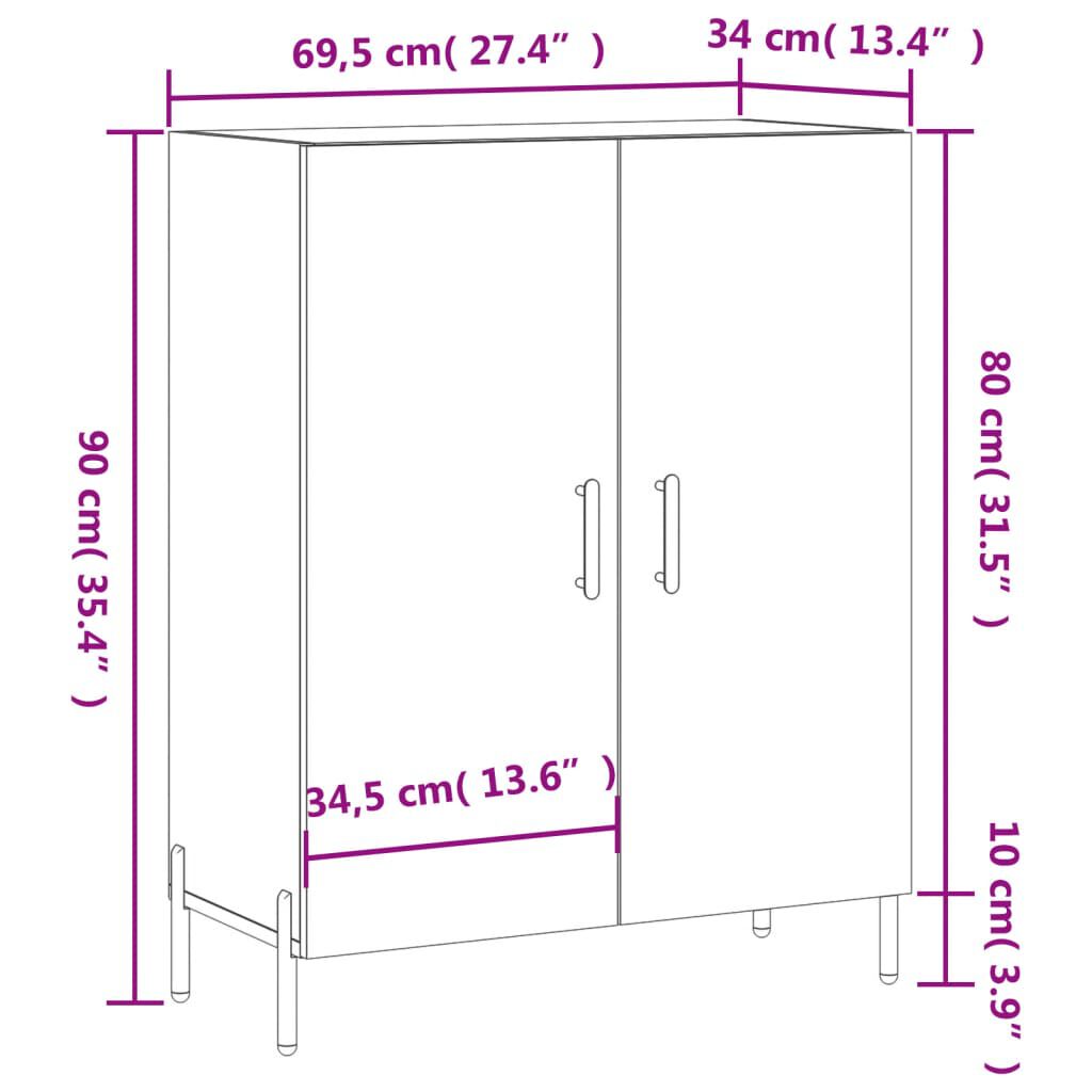 vidaXL Ντουλάπι Γκρι Sonoma 69,5 x 34 x 90 εκ. από Επεξεργασμένο Ξύλο