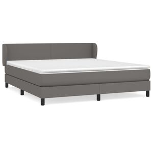 vidaXL Κρεβάτι Boxspring με Στρώμα Γκρι 180x200 εκ. Συνθετικό Δέρμα