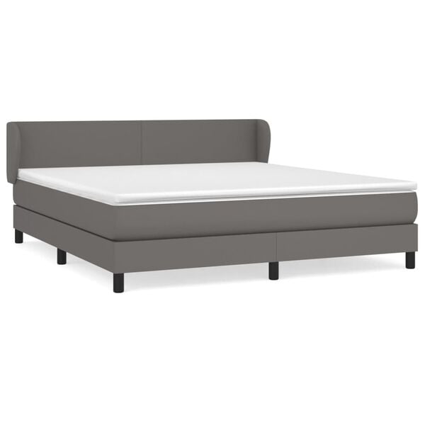 vidaXL Κρεβάτι Boxspring με Στρώμα Γκρι 180x200 εκ. Συνθετικό Δέρμα