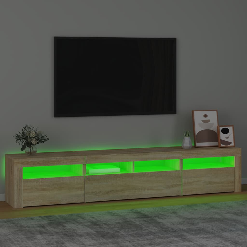 vidaXL Έπιπλο Τηλεόρασης με LED Sonoma Δρυς 210x35x40 εκ.