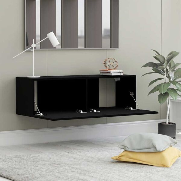 vidaXL Έπιπλο Τηλεόρασης Μαύρο 100 x 30 x 30 εκ. από Επεξ. Ξύλο