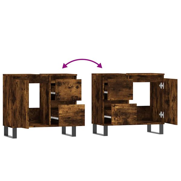vidaXL Ντουλάπι Μπάνιου Καπνιστή Δρυς 65x33x60 εκ. Επεξεργασμένο Ξύλο