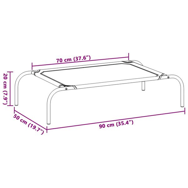 vidaXL Ανυψωμένο κρεβάτι σκύλου μαύρο 90x50x20 cm ύφασμα Οξφόρδης