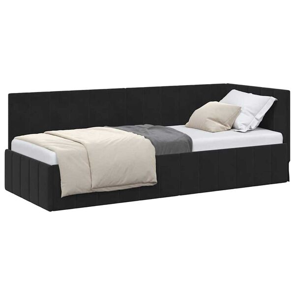 vidaXL Κρεβάτι Γωνίας με κεφαλάρι Μαύρο 80 x 200 cm Βελούδο