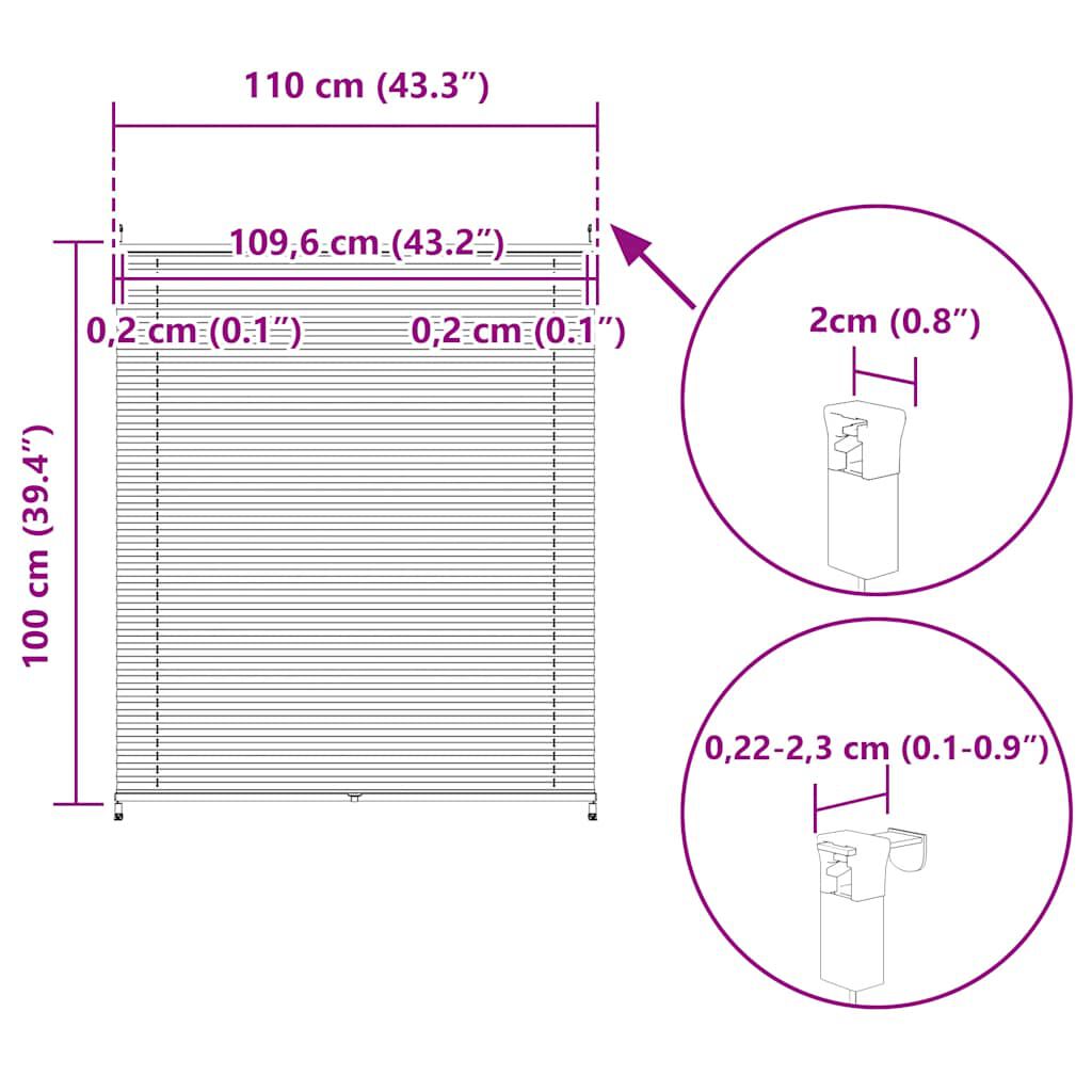 Πλισέ ρόλερ σκίασης 110x100cm Κρεμ