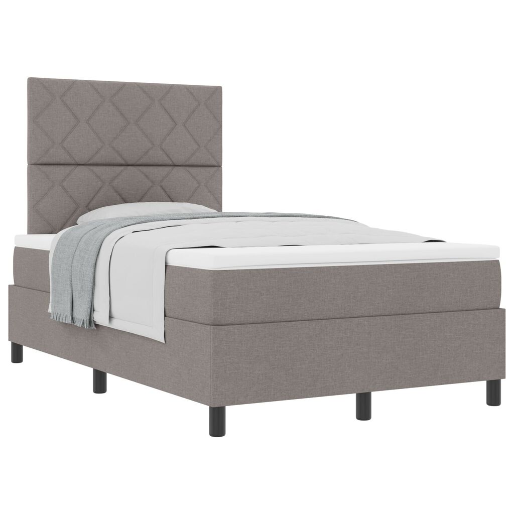 vidaXL Κρεβάτι Box Spring με Στρώμα Beige Μικρού Διπλού Υφάσματος
