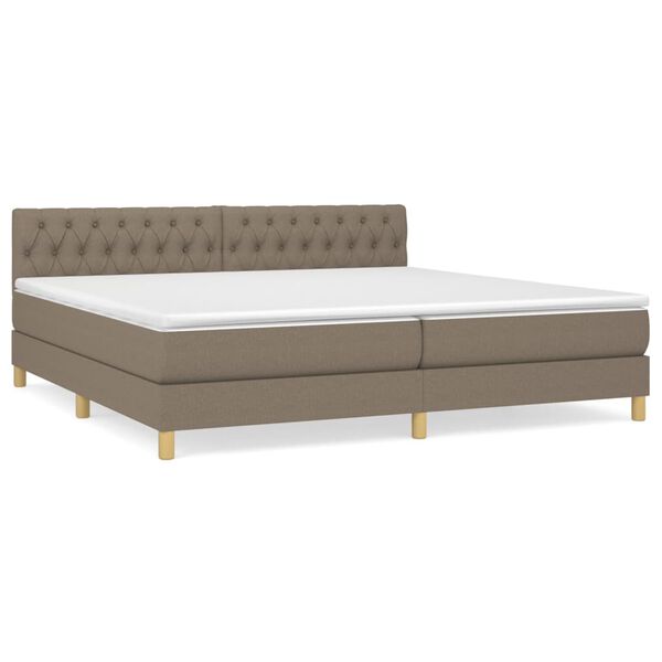 vidaXL &Kappa;&rho;&epsilon;&beta;ά&tau;&iota; Boxspring &mu;&epsilon; &Sigma;&tau;&rho;ώ&mu;&alpha; Taupe 200x200 &epsilon;&kappa;. &Upsilon;&phi;&alpha;&sigma;&mu;ά&tau;&iota;&nu;&omicron;
