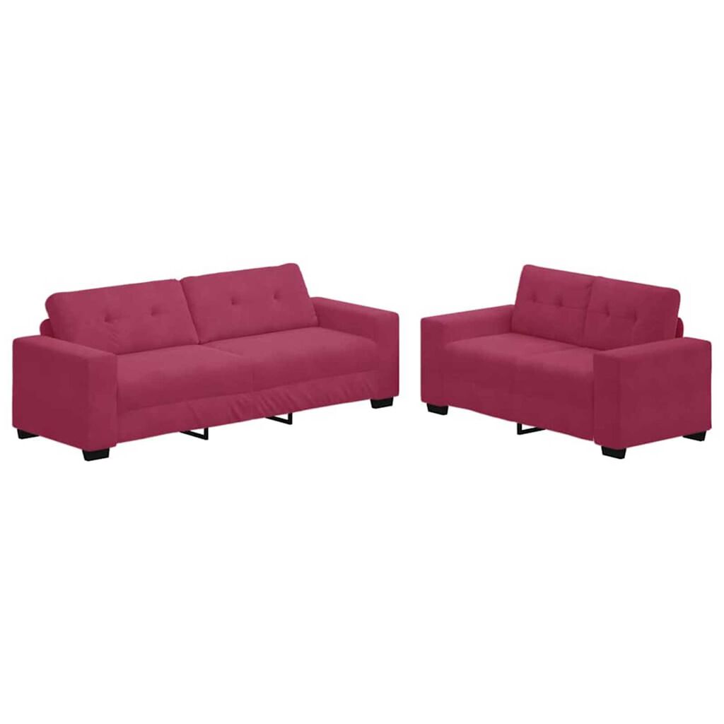 vidaXL Σετ Καναπέ 2 pcs Μπορντό 221 x 78 x 80 εκ Βελούδο