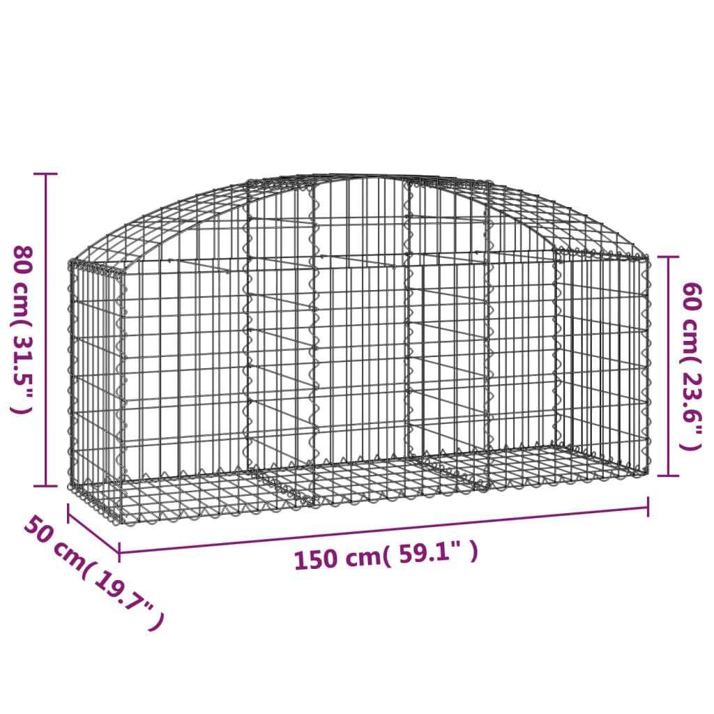 vidaXL Συρματοκιβώτιο Τοξωτό 150x50x60/80εκ. από Γαλβανισμένο Χάλυβα