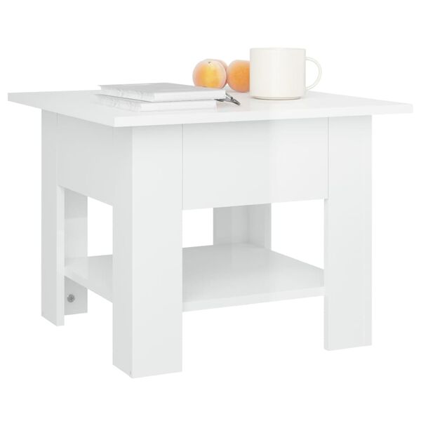 vidaXL Τραπεζάκι Σαλονιού Γυαλ. Λευκό 55 x 55 x 42 εκ. Επεξεργ. Ξύλο