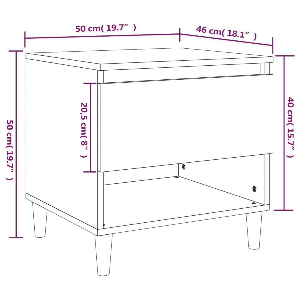 vidaXL Κομοδίνο Γκρι Sonoma 50x46x50 εκ. από Επεξεργασμένο Ξύλο