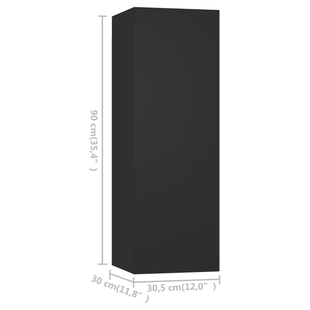 vidaXL Έπιπλα Τηλεόρασης 4 τεμ. Μαύρα 30,5 x 30 x 90 εκ. Επεξ. Ξύλο
