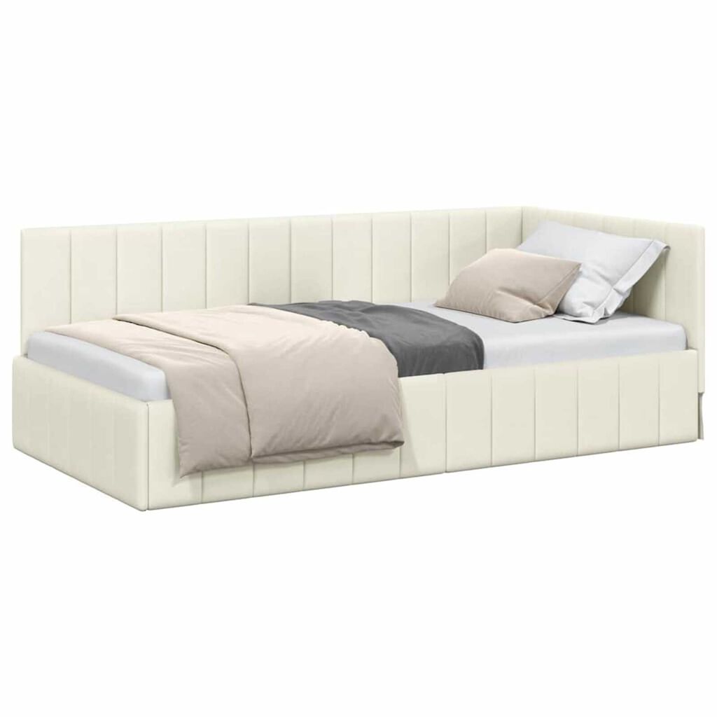 vidaXL Κρεβάτι Γωνίας με κεφαλάρι Κρεμ 90 x 190 cm Βελούδο