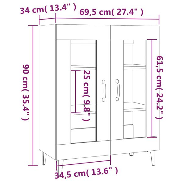 vidaXL Ντουλάπι Γκρι Σκυροδέματος 69,5x34x90 εκ. Επεξεργασμένο Ξύλο