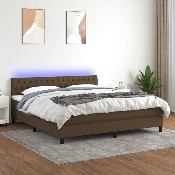 vidaXL &Kappa;&rho;&epsilon;&beta;ά&tau;&iota; Boxspring &mu;&epsilon; &Sigma;&tau;&rho;ώ&mu;&alpha; & LED &Sigma;&kappa;.&Kappa;&alpha;&phi;έ 160x200 &epsilon;&kappa; &Upsilon;&phi;&alpha;&sigma;&mu;ά&tau;&iota;&nu;&omicron;