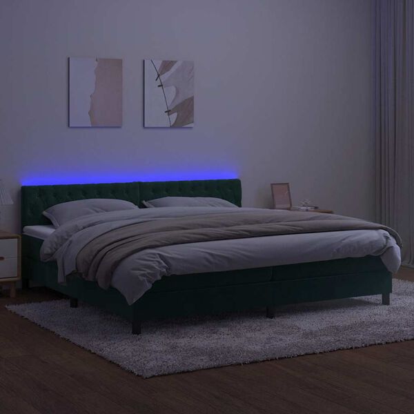 vidaXL &Kappa;&rho;&epsilon;&beta;ά&tau;&iota; Boxspring &mu;&epsilon; &Sigma;&tau;&rho;ώ&mu;&alpha; & LED &Sigma;&kappa;. &Pi;&rho;ά&sigma;&iota;&nu;&omicron; 200x200&epsilon;&kappa; &Beta;&epsilon;&lambda;&omicron;ύ&delta;&omicron;