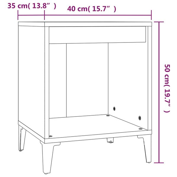 vidaXL Κομοδίνα 2 τεμ. Καπνιστή Δρυς 40 x 35 x 50 εκ.