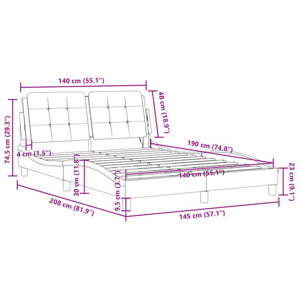 vidaXL Πλαίσιο Κρεβατιού με Κεφαλάρι Καφέ 140x190 εκ. Συνθετικό Δέρμα