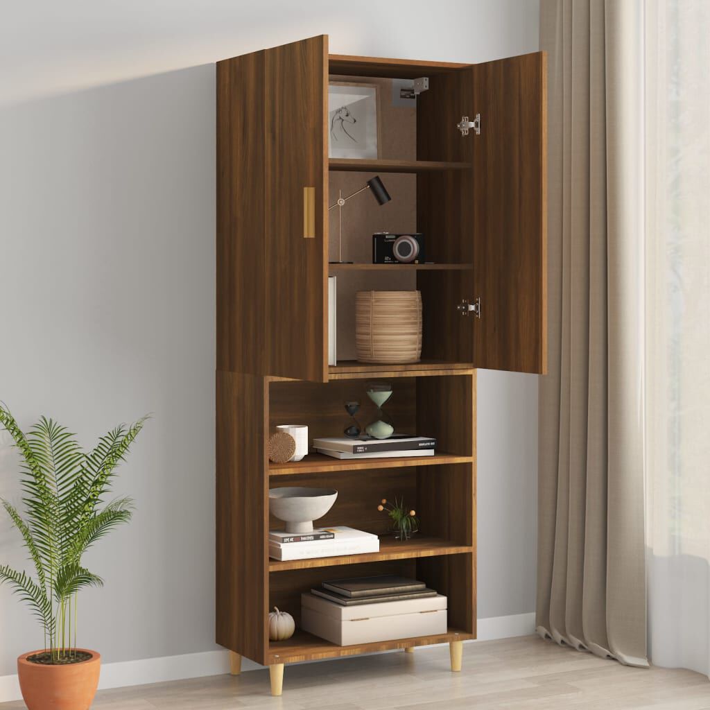 vidaXL Κρεμαστό Ντουλάπι Τοίχου Καφέ Δρυς 69,5x34x90 εκ Επεξ. Ξύλο