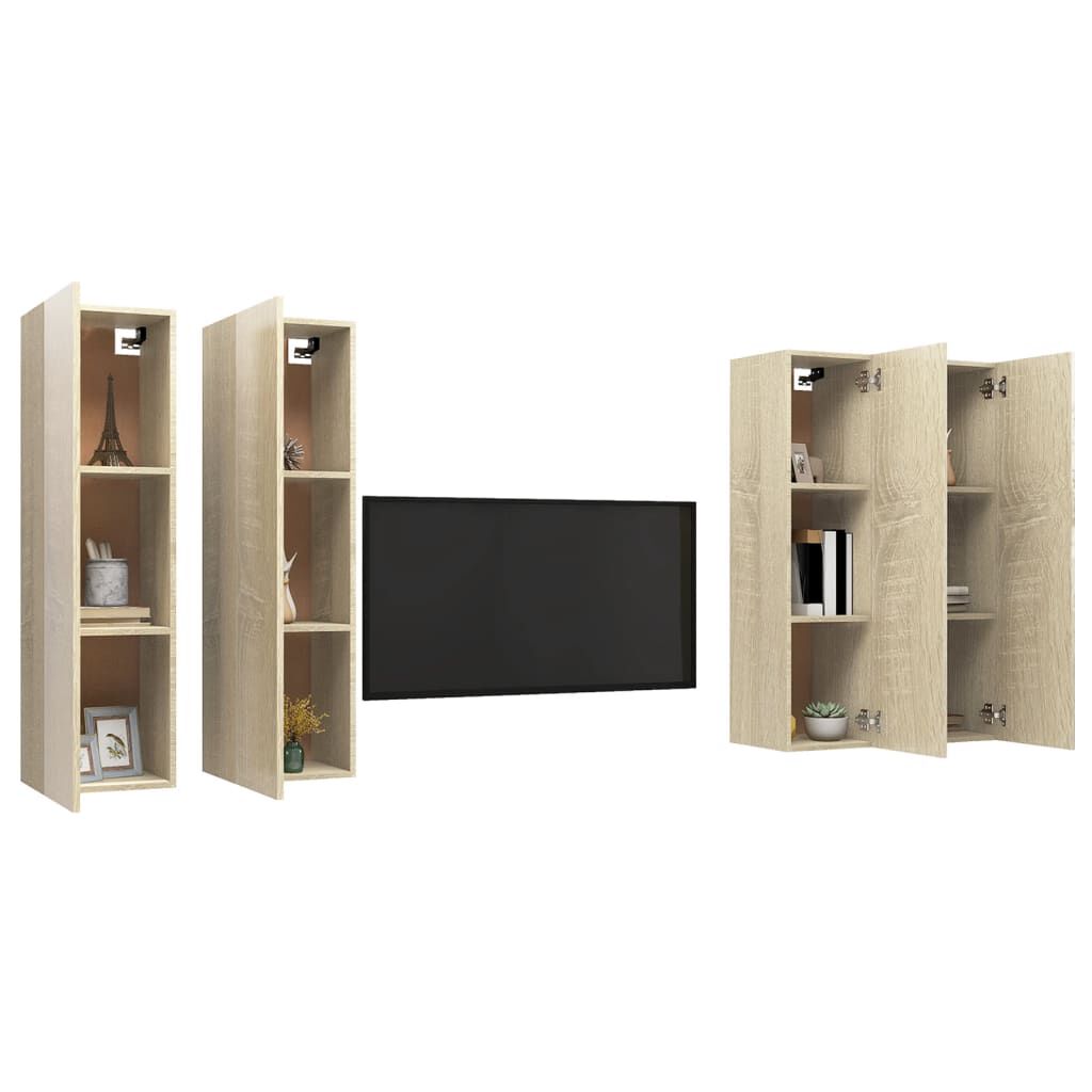 vidaXL Έπιπλο Τηλεόρασης 4 τεμ. Sonoma Δρυς 30,5x30x110εκ. Επεξ. Ξύλο