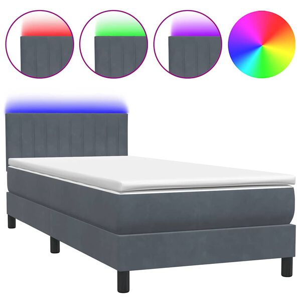 vidaXL &Kappa;&rho;&epsilon;&beta;ά&tau;&iota; Boxspring &mu;&epsilon; &Sigma;&tau;&rho;ώ&mu;&alpha; & LED &Sigma;&kappa;&omicron;ύ&rho;&omicron; &gamma;&kappa;&rho;&iota; 100x220 &epsilon;&kappa;. &Beta;&epsilon;&lambda;&omicron;ύ&delta;&iota;&nu;&omicron;