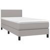 vidaXL Κρεβάτι Boxspring με Στρώμα & LED Αν.Γκρι 90x200 εκ. Υφασμάτινο