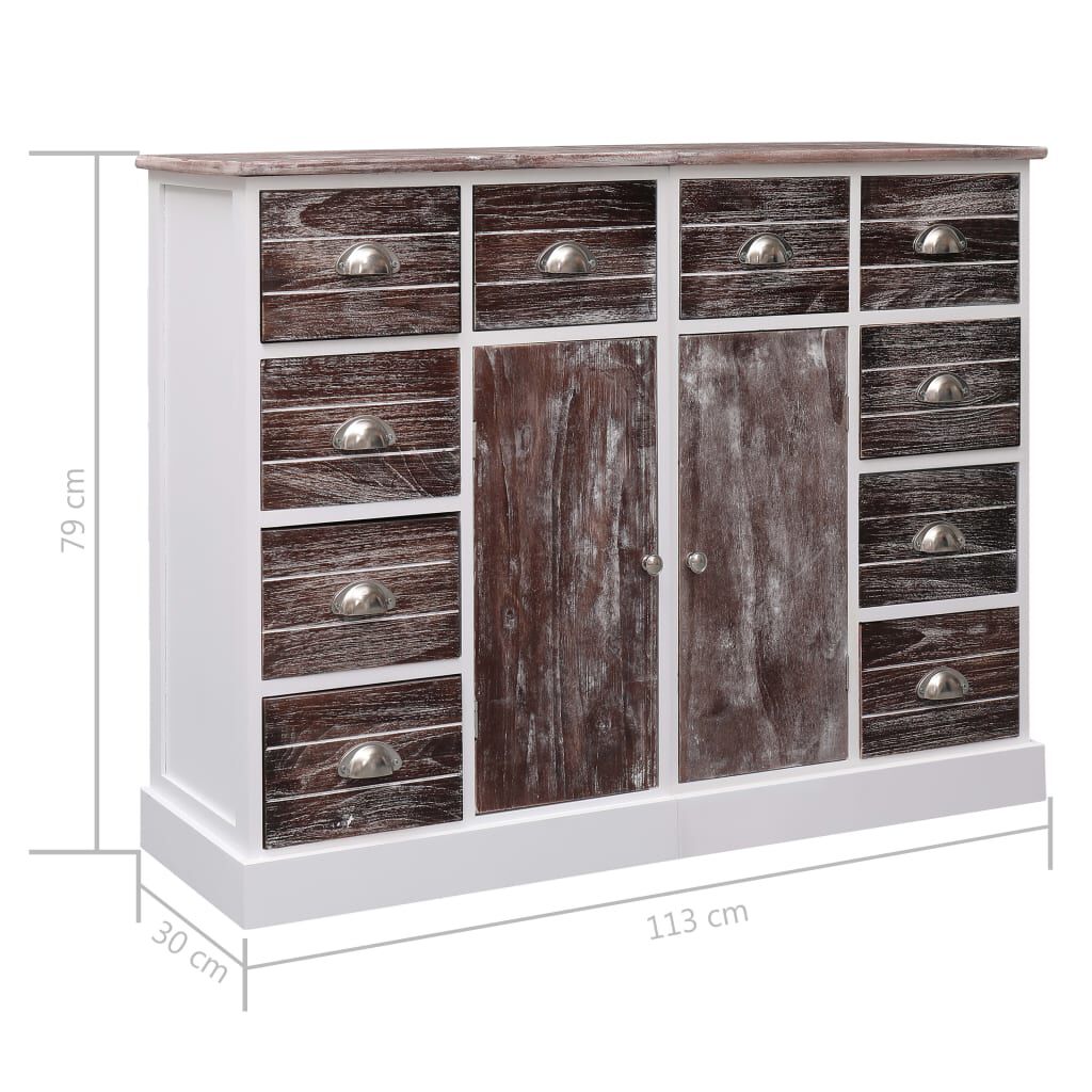 vidaXL Ντουλάπι με 10 Συρτάρια Καφέ 113 x 30 x 79 εκ. από Ξύλο