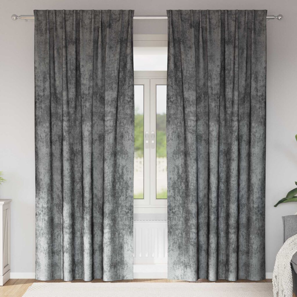 vidaXL Κουρτίνα με κουρτίνες 2 pcs Γκρι 225 x 140 εκ. Βελούδο