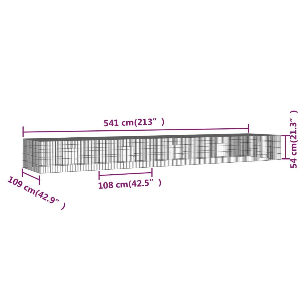 vidaXL Κλουβί Κουνελιών 5 Πάνελ 541x109x54 εκ. από Γαλβανισμένο Σίδερο