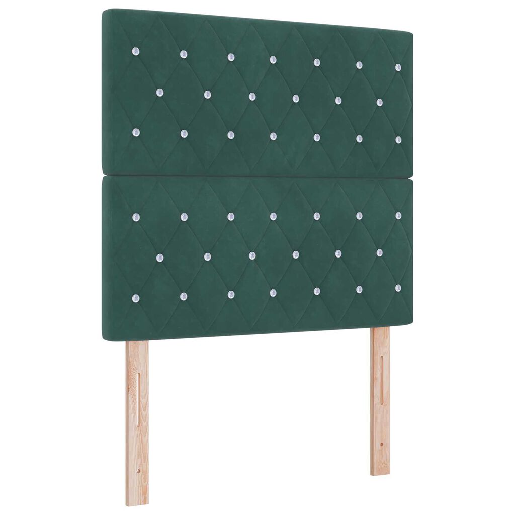 vidaXL Κρεβάτι Box Spring με Στρώμα & Παγκάκι Σκούρο Πράσινο 90x190 εκ. Βελούδο