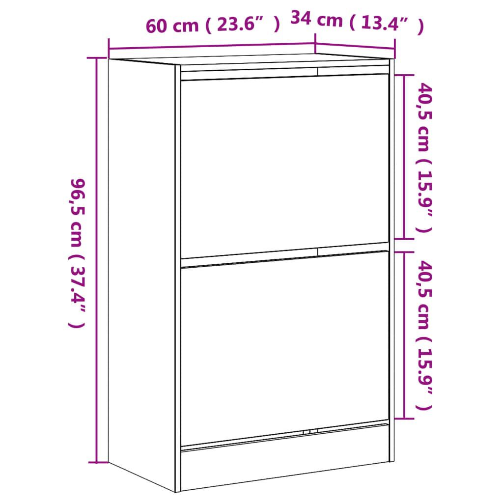 vidaXL Παπουτσοθήκη Καπνιστή Δρυς 60x34x96,5 εκ. από Επεξεργ. Ξύλο