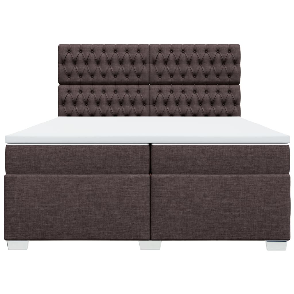 vidaXL Κρεβάτι Boxspring με Στρώμα Σκούρο Καφέ 200x200 εκ. Υφασμάτινο