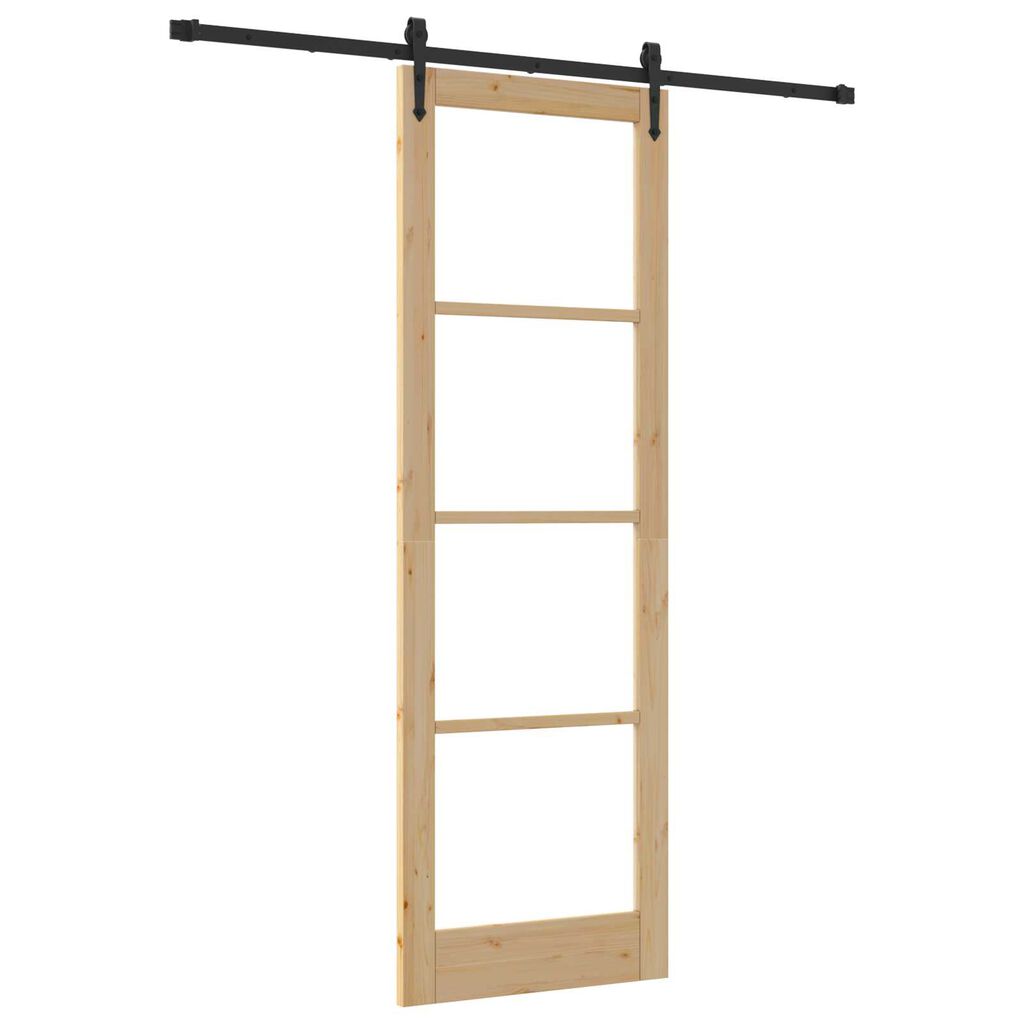 vidaXL Ολισθητή Πόρτα Καφέ 78 x 232 cm Ξύλο και μέταλλο