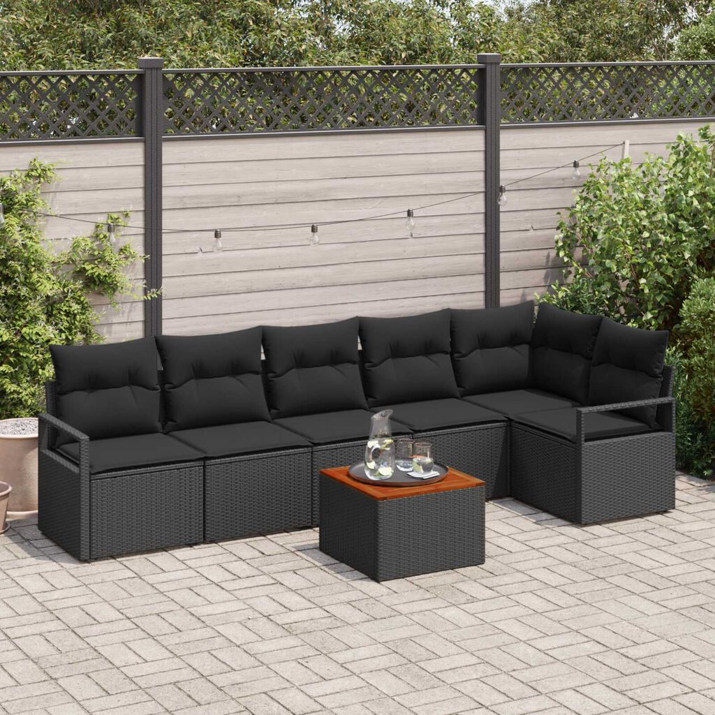 vidaXL Σετ Καναπέ Κήπου 7 pcs Μαύρο
