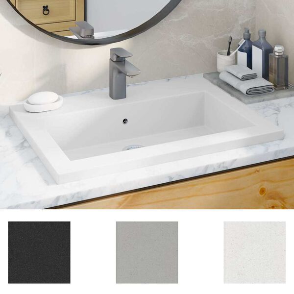 vidaXL Νιπτήρας Λευκός 600 x 450 x 120 χιλ. Γρανιτένιος