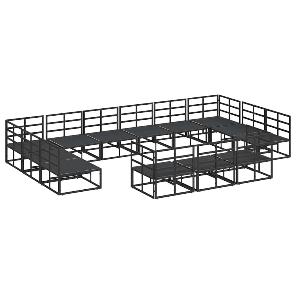 vidaXL Σετ Καναπέ Κήπου με μαξιλάρι 13 pcs Μαύρο Αλουμίνιο