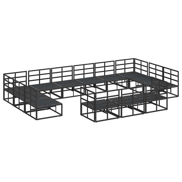 vidaXL Σετ Καναπέ Κήπου με μαξιλάρι 13 pcs Μαύρο Αλουμίνιο