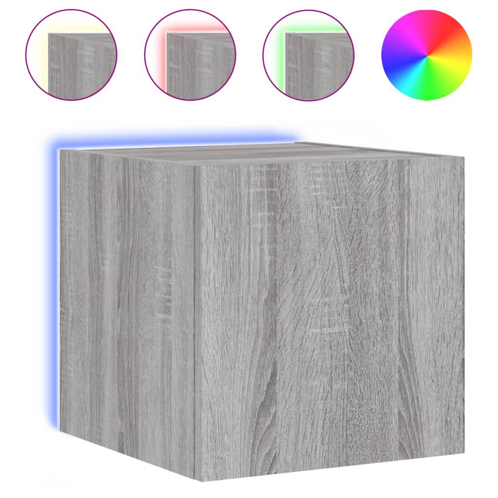 vidaXL Έπιπλα Τοίχου Τηλ. με LED 2 Τεμ. Γκρι Sonoma 30,5x35x30 εκ.