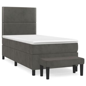 vidaXL Κρεβάτι Boxspring με Στρώμα Σκούρο Γκρι 80x200 εκ. Βελούδινο