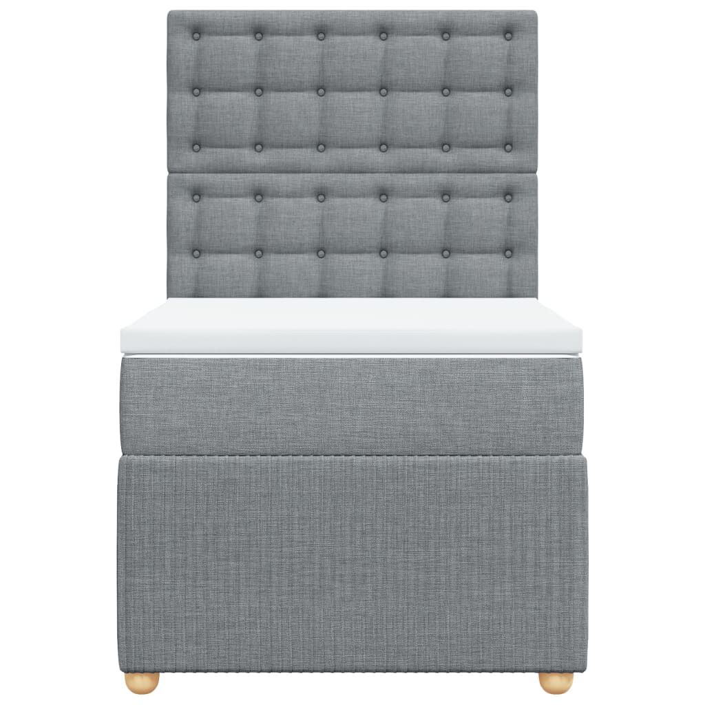 vidaXL Κρεβάτι Boxspring με Στρώμα Ανοιχτό Γκρι 90x190 εκ. Υφασμάτινο