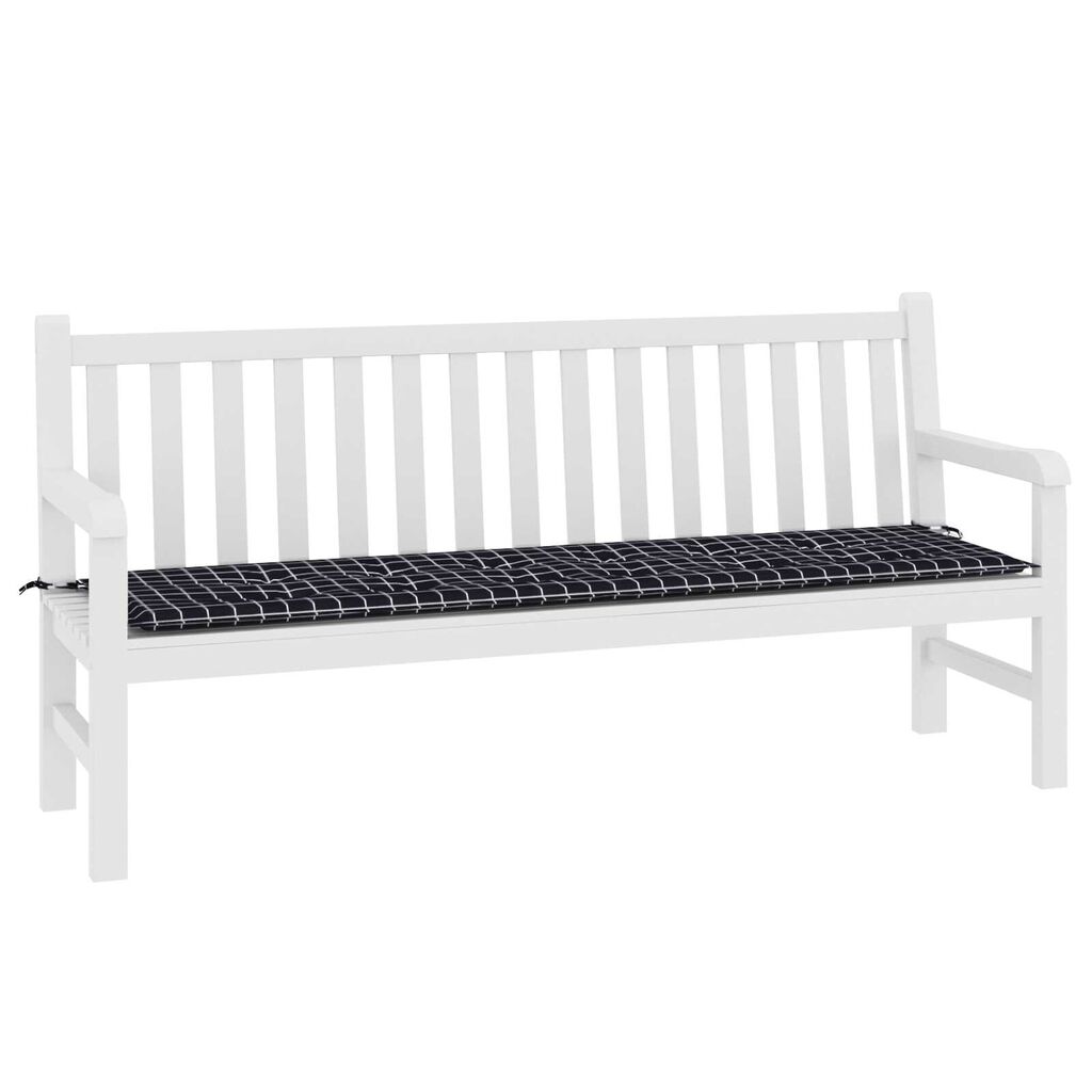 vidaXL Μαξιλάρι Πάγκου Κήπου - Καρό Μοτίβο - 180 x 50 x 4 εκ - Ύφασμα Οξφόρδης
