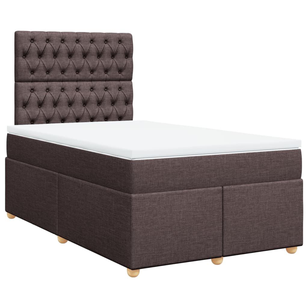 vidaXL Κρεβάτι Boxspring με Στρώμα Σκούρο Καφέ 120x190 εκ Υφασμάτινο