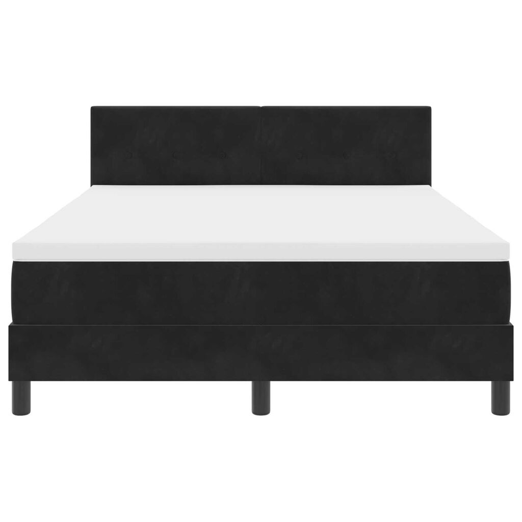 vidaXL Κρεβάτι Box Spring με Στρώμα & LED Μαύρο 140x200 εκ. Βελούδο