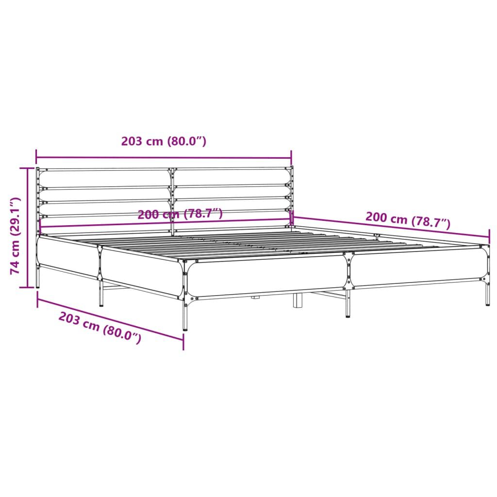 vidaXL Πλαίσιο Κρεβατιού Sonoma Δρυς 200x200 εκ. Επεξ. Ξύλο & Μέταλλο