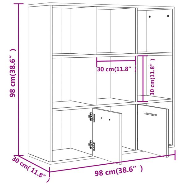 vidaXL Βιβλιοθήκη Καπνιστή Δρυς 98 x 30 x 98 εκ.